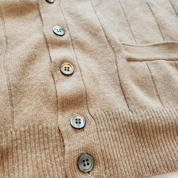 Vintage Club Room 100% Lambswool Camel Cardigan Men’s Small - Picture 4 of 10